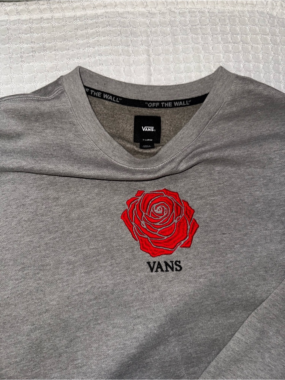 Vans Gray Crewneck Sweatshirt with Red Rose Patch